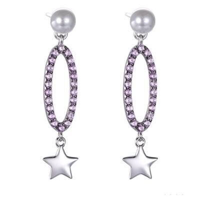 Silver and Brass Star Fashion Drop Earring for Women
