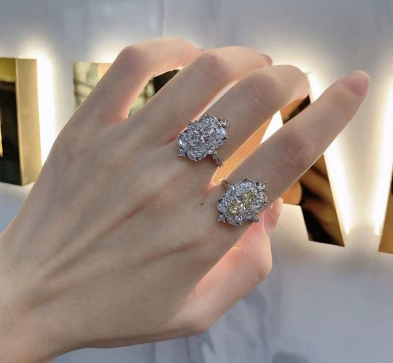 2022 Fashion Accessories High Carbon Diamond 5*10 mm Rings Wedding Engagement 925 Sterling Silver Ring
