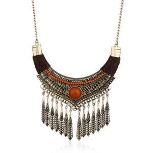 Statement European and American Alloy Bohemia Necklace Tree Design Tassel Pendant Fashion Jewelry