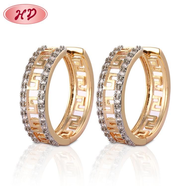 Fashion 18K Gold Plated Jewelry Silver Alloy Stud Drop Hoop Huggie CZ Earrings with Crystal for Women