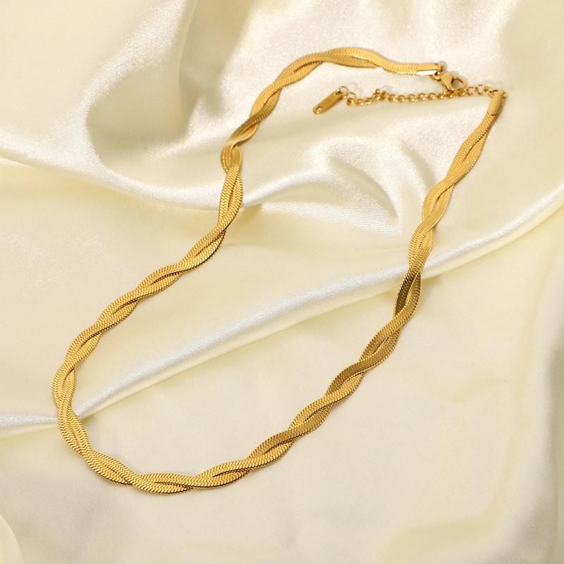 18K Gold Plated Stainless Steel Double Snake Chain Necklace for Women Necklaces Fashion Jewelry