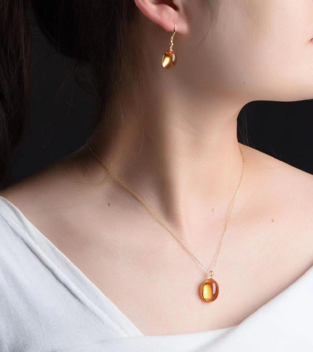 Citrine Set of Pendant and Earrings China Donghai Crystal