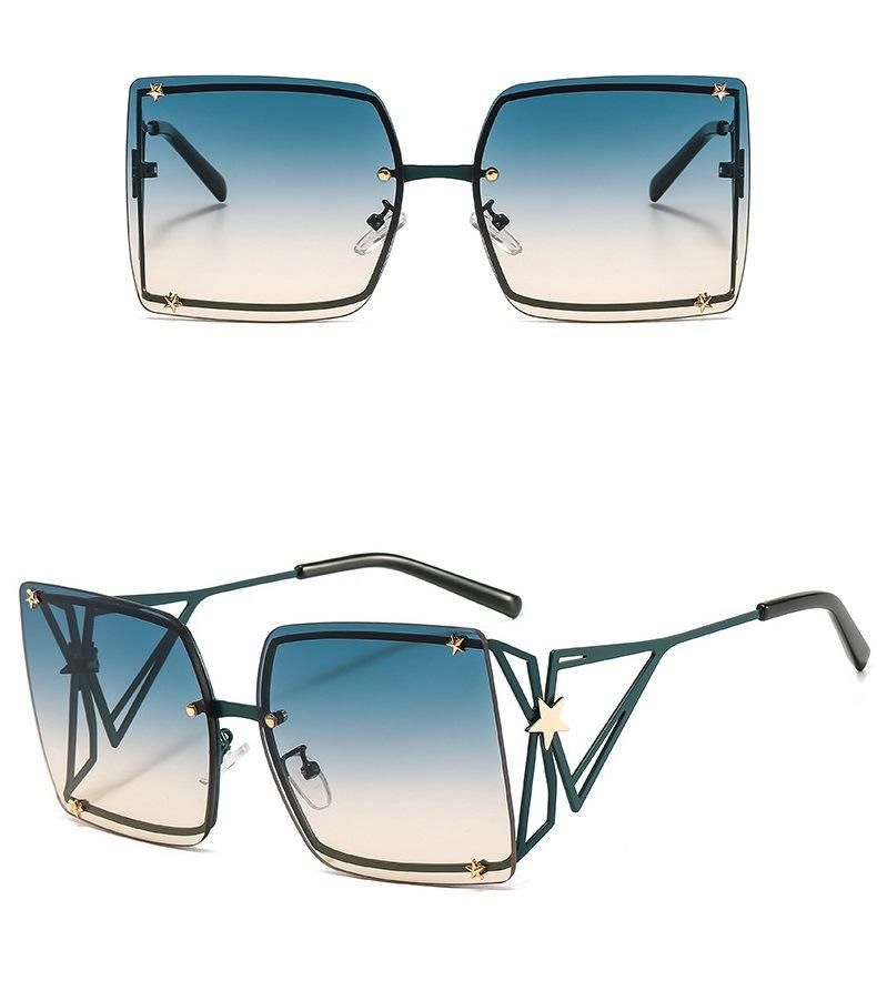 2020 New Large Metal Frame Punk Rivet Sunglasses