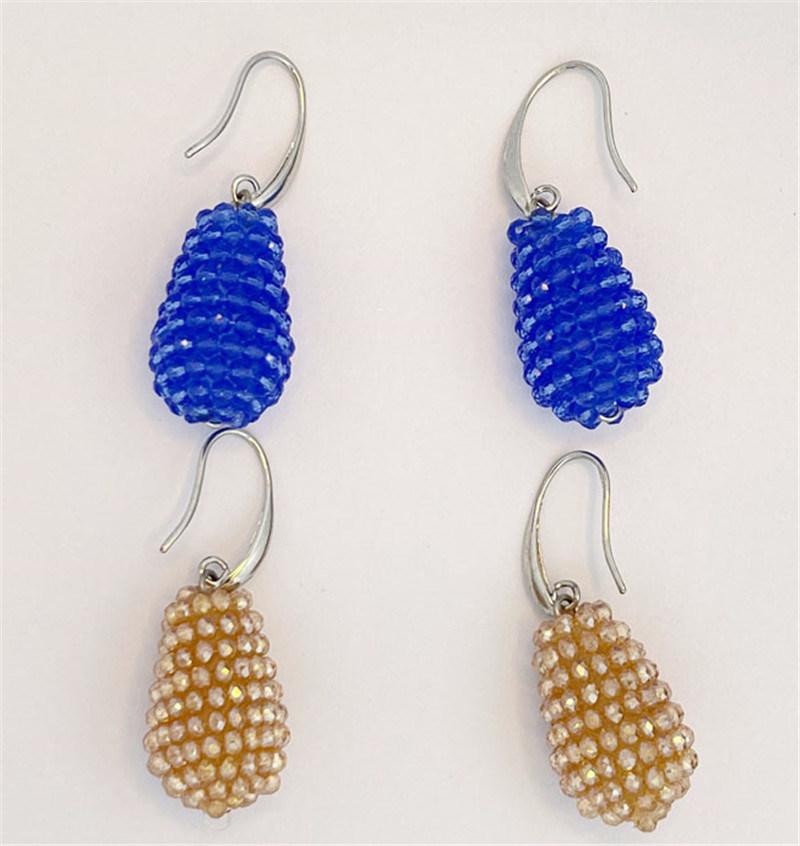 Wholesale Price Manufacture Fashion Jewelry Hand-Made Bead Big Pendant Pear Shape Pendant Earring with Metal Wire Drop Earring