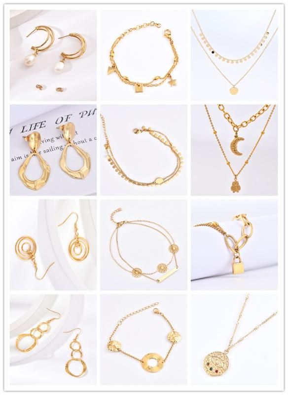 Trendy 18K Gold Plated Stainless Steel 52.5cm Layer Necklace for Women Handmade Jewelry