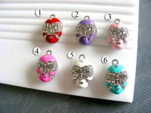 Silver Plated Brass with Crystal Rhinestone Mask Pendant in Six Color