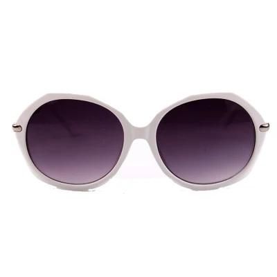White Frame with Metal Smoke Lense Logo Sunglasses