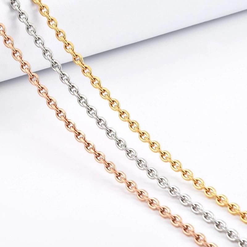 Flat Crossed Stainless Steel Chain Necklace Gold Plated as Costume Accessories