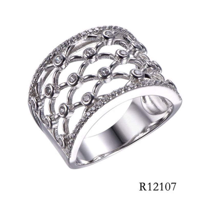 Hot Sale 925 Sterling Silver with CZ Reticulation Hollow Ring