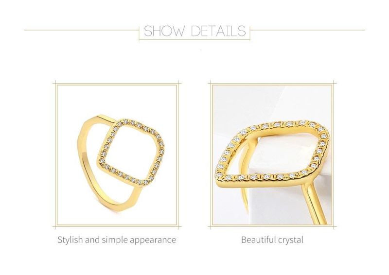 Fashion Women Couple Gold Plated CZ Stones Brass Rings