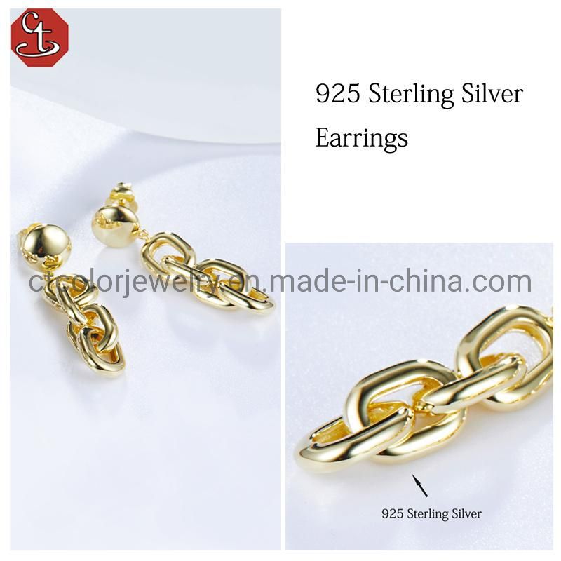 Gold plated Fashion Earring Whole sale jewelry 925 silver Earrings for women