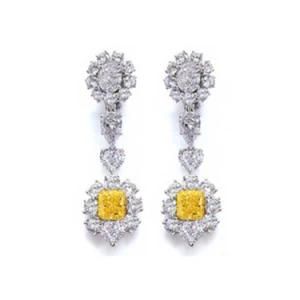 Fashion Solid Sterling Silver Sparkling Yellow Topaz Earring