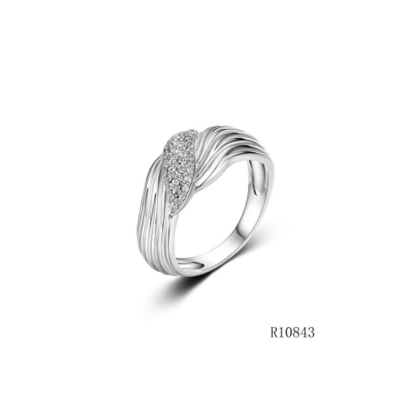 Silver with CZ Thread Line Ring for Women