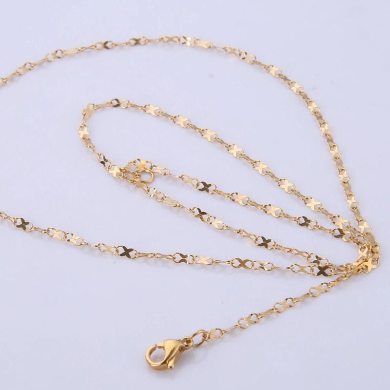 Stainless Steel Chain Plated Gold Embossed 8 Link Chain Necklace for Choker Necklace Jewelry