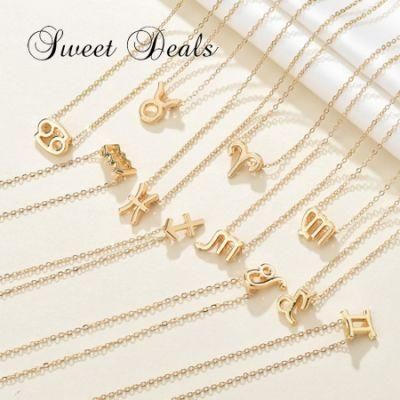 Fashion Jewelry Necklaces Zodiac Pendant Stainless Steel Gold Plated Necklace for Women