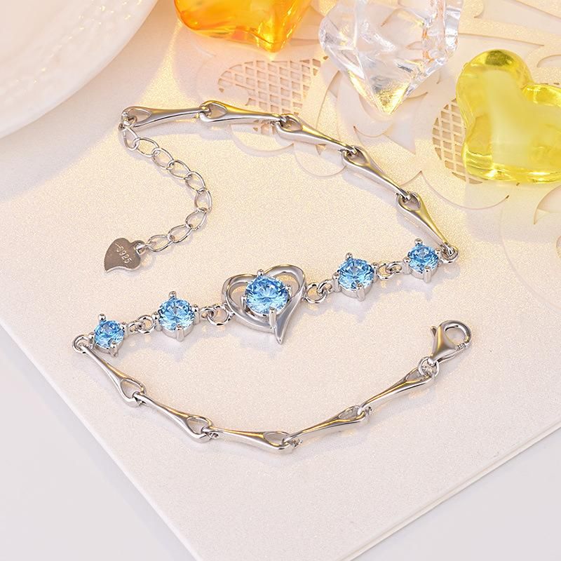 S925 Sterling Silver Ocean Heart Bracelet