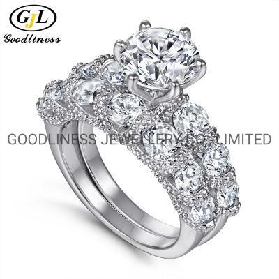 925 Sterling Silver Engagement Rings Set Women CZ Jewelry