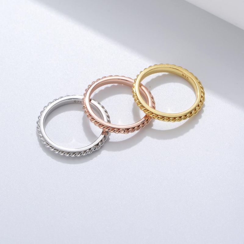 Personality Trendy Female S925 Sterling Silver Gold-Plated Twist Ring Index Finger Ring
