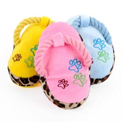 Cute Plush Slipper Shape Squeaky Toys For Dog Pets