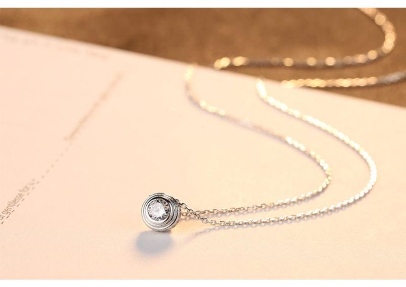 Cubic Zircons on Compass Shape Silver Necklace