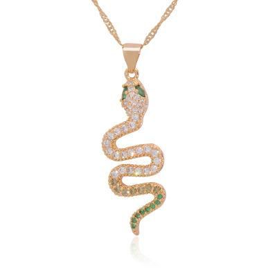 Hot Sale Women&prime;s Zircon Animal Snake Pendant Jewelry Necklace