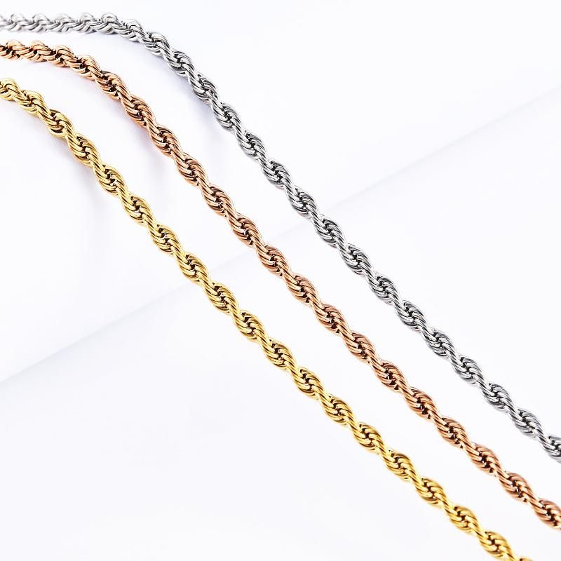 Hot Sale Rope Chain Necklace Bangle Jewelry Fashion Craft Design Stainless Steel Gold Plated for Fashion Decoration