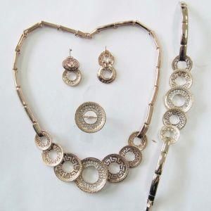 Alloy Round Shape with Words Rose Golden Fashion Jewelry Set (A06099NEBR7W)
