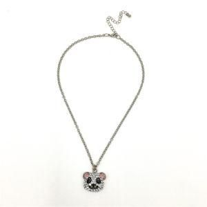 Cute Bear Head with Acrylic Stones Pendent Necklace