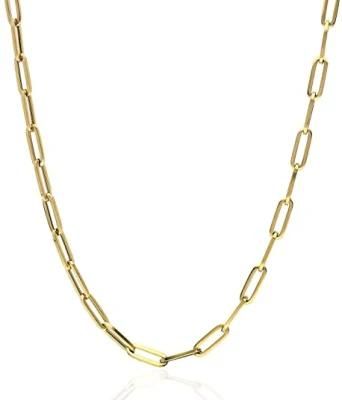 Fashion 18K Gold Plated Paperclip Link Chain Choker Satellite Necklace for Women Girls Ladies