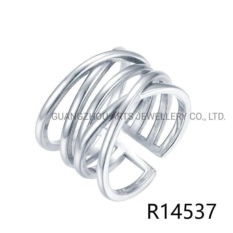 New & Latest 925 Sterling Silver Multilayer Line Irregular Adjustable Ring