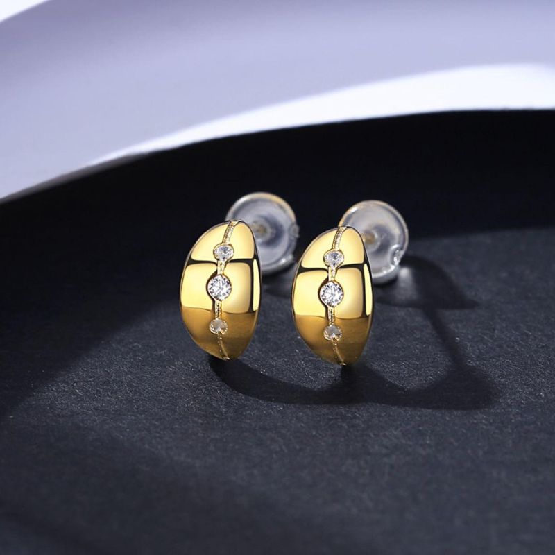 Yellow Gold Plating Ear Stud Trendy Blogger Leaf Earrings