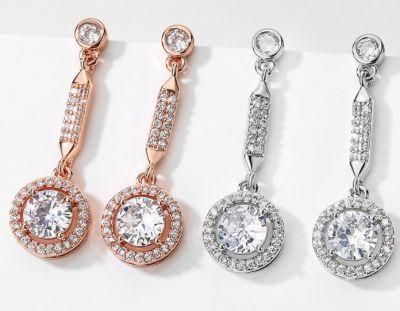 Rose Gold Pear Wedding CZ Earring Necklace Jewelry, Bridal CZ Earring Jewelry, Bridesmaid Earring