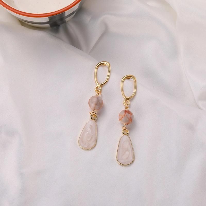 Korean Version Natural Shell Earrings Geometric Matte Clip Earrings