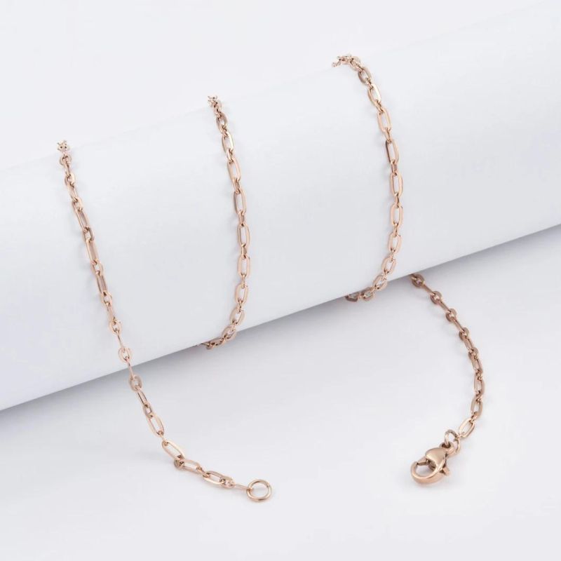 Fashion Decoration Chain Accessories Rose Gold Plated Stainless Steel Bling Cable Chain Bracelet Anklet Necklace Jewelry