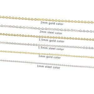 Stainless Steel Chain 1mm Ipg Thickness DIY Jewelry Rolo Necklace 5cm Extension