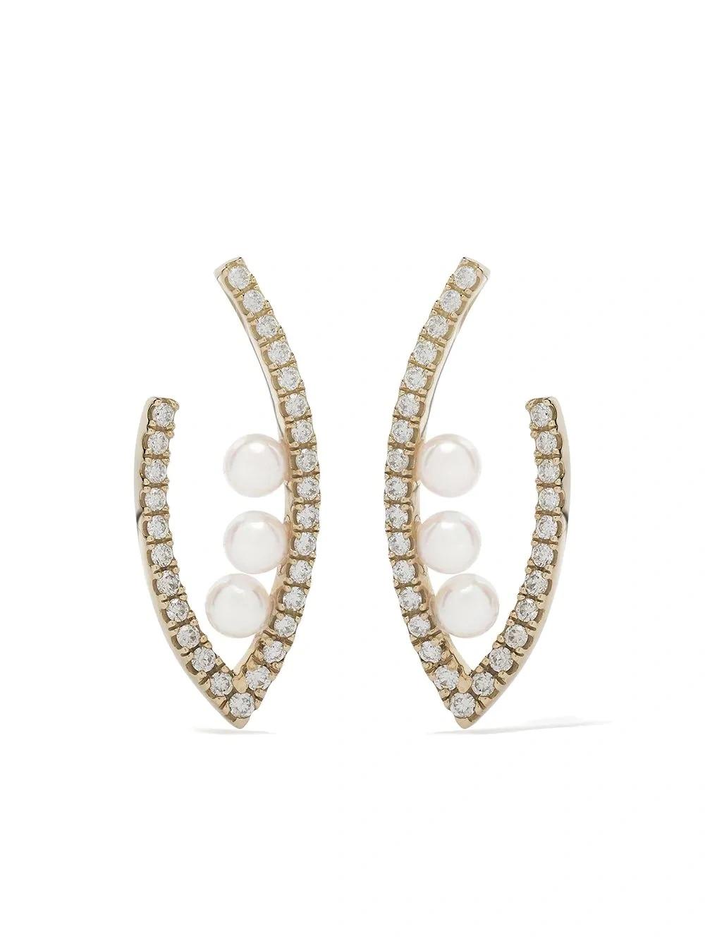 Fashion Temperament Zircon Inlaid Pearl Earrings Jewelry