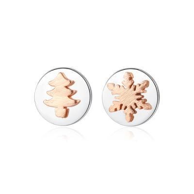 Christmas Tree and Snowflakes Sterling Silver 925 Earrings