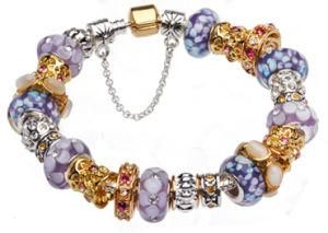 Valentine&prime;s Day Gifts Colorful European Silver Charm Beaded Bracelets Jewelry