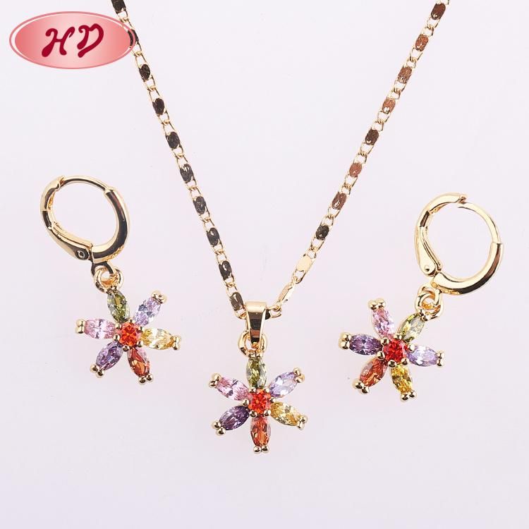 Customized Imitation Jewellry 18K Gold Plated Diamond CZ Jewelry Sets