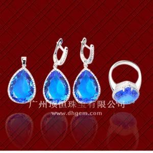 Wholesale Fashion Good Quality 925 Sterling Silver Jewelry Set with Blue Color Stone