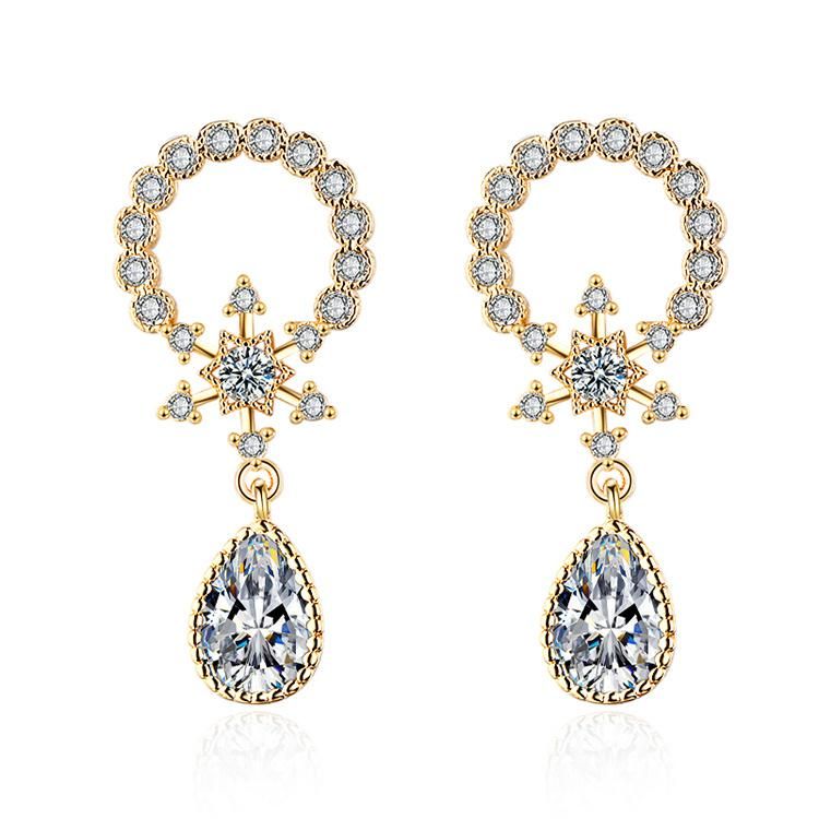 Fashion Jewelry Simple Design Daily Wear Diamond Stud Earrings Women with Cubic Zirconia