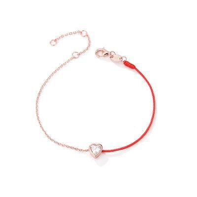 New Arrival Sterling Silver Cubic Zirconia Heart Shape Charm Rope Bracelet