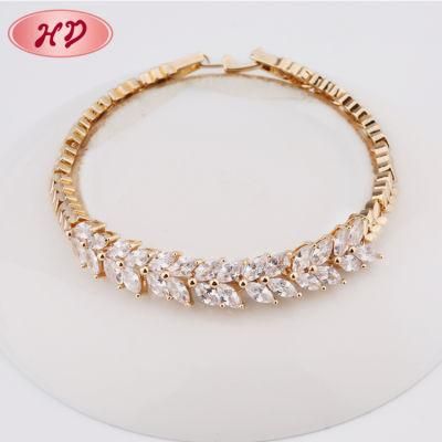 Fashion Jewelry 18K Gold Rhodium Gemstone Bracelet for Lady