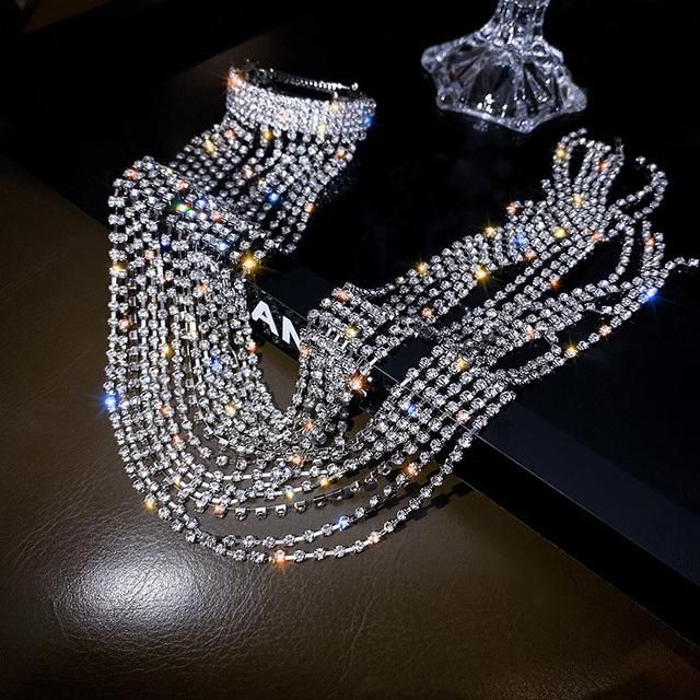 Rhinestone Fashion Hairpins Women Long Tassel Crystal Hair Wedding Accessories Jewelry