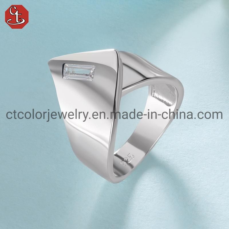 Fashion Jewelry 925 Sterling Silver Jewellery Adjustable Ring with Cubic Zircon for Men