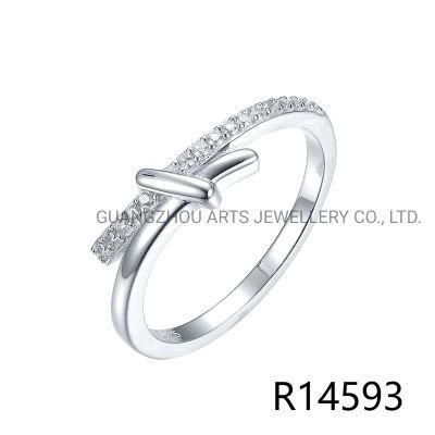 925 Sterling Silver CZ Romantic Cross Finger Ring