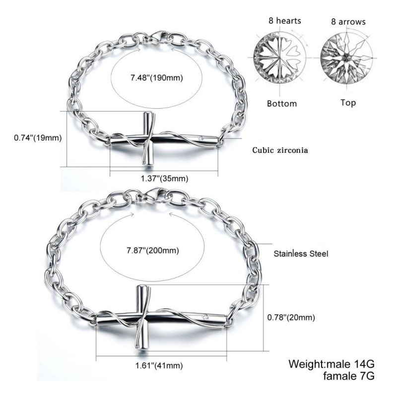 Fashion Jewelry Stainless Steel Lovers Bracelet Cross Style