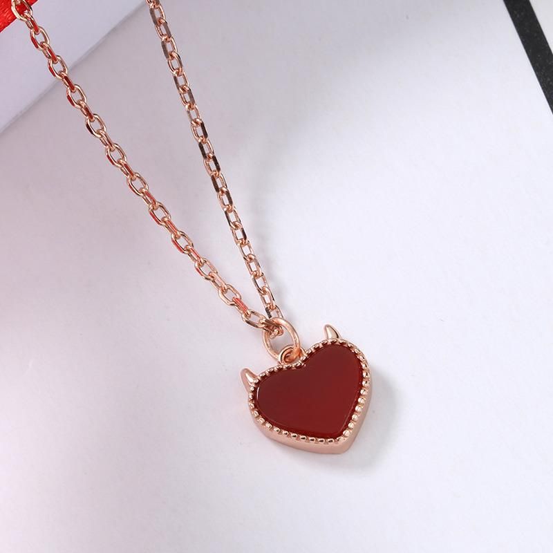 Simple Pendant Heart Necklace 925 Silver Fine Jewelry