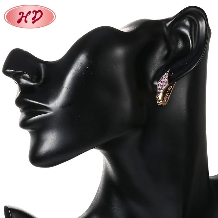 Women Fashion Costume Imitation 14K 18K Gold Plated Jewelry with CZ Pearl Hoop Huggie Earring