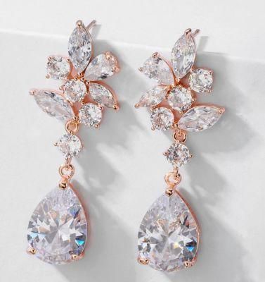 Wedding CZ Earring Jewelry, Bridal CZ Earring Jewelry, Bridesmaid Earring Jewelry, Factory Direct Direct Wholesale, Rose Gold Earring